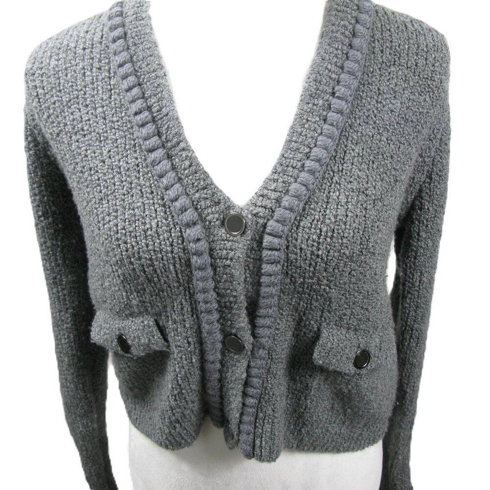 Frame Gray Button Front Soft Wool Cardigan Size S… - image 4